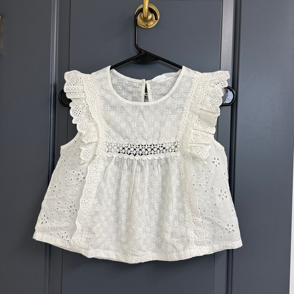 Altar'd State Cream Eyelet Ruffle Top